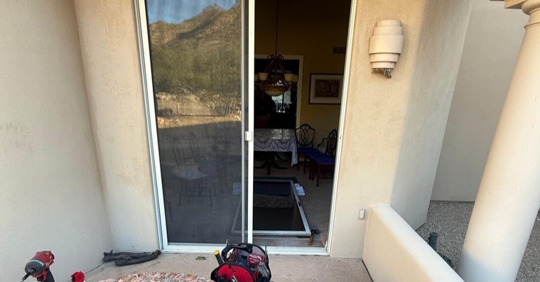 Sliding patio door repair setup